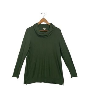 J Jill Cowl Neck Tunic Top Olive Green Long Sleeve‎ Casual Womenswear